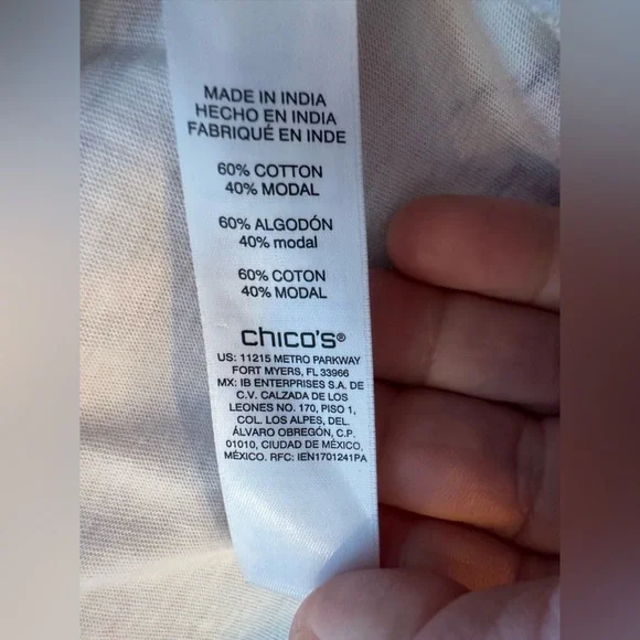 Chico’s Artistic Print Tunic Top Coastal Travel Casual Soft Knit Size L - Picture 5 of 7